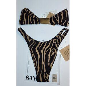 SAME Los Angeles Bikini Two Piece Size S Womens Zebra Print Top /Bottom Modern